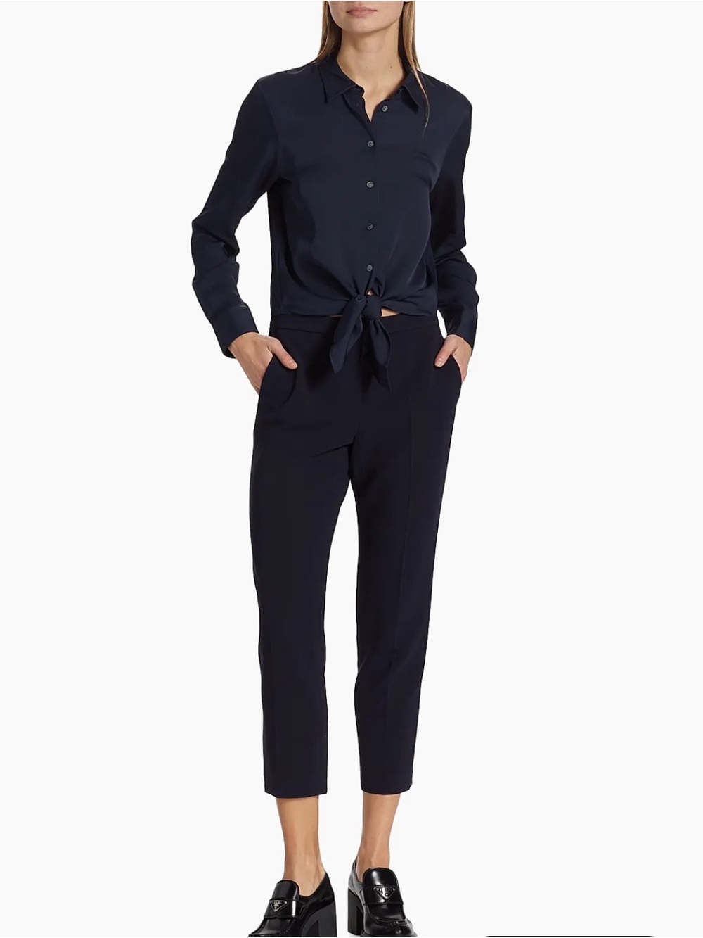 NWT Theory Trecca Pull-on Pant in Admiral Crepe - Rich Navy 16